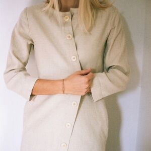 Han Starnes Cream Button Down Coat Jacket sz S